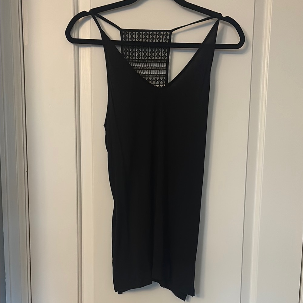 Black Sleeveless Top with Patterned Back